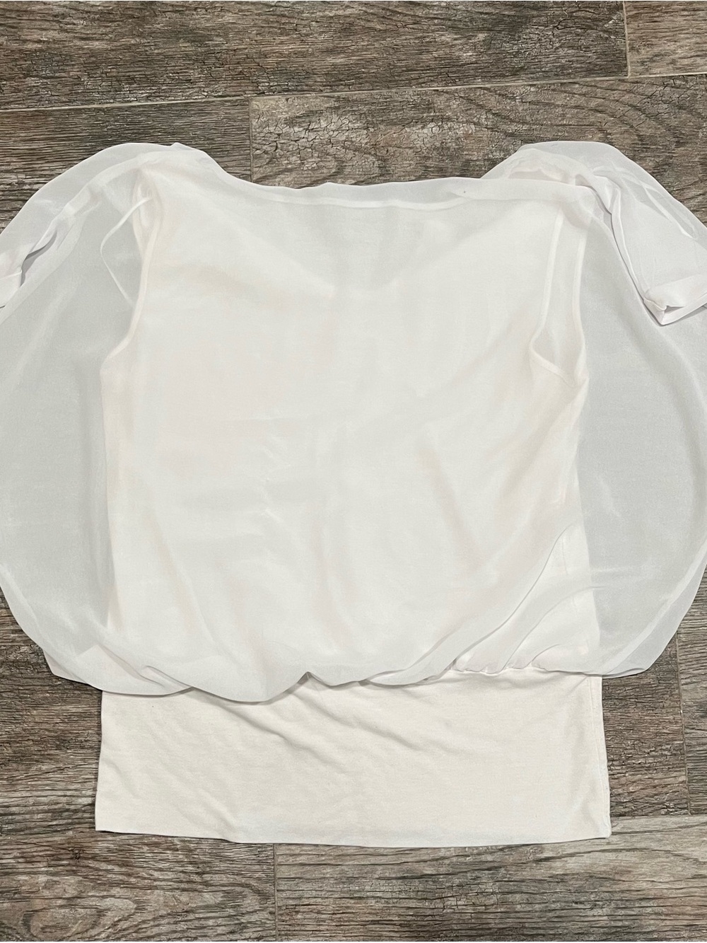 Joseph A White Sheer Overlay Blouse with Scoop Neck - Picture 2 of 5